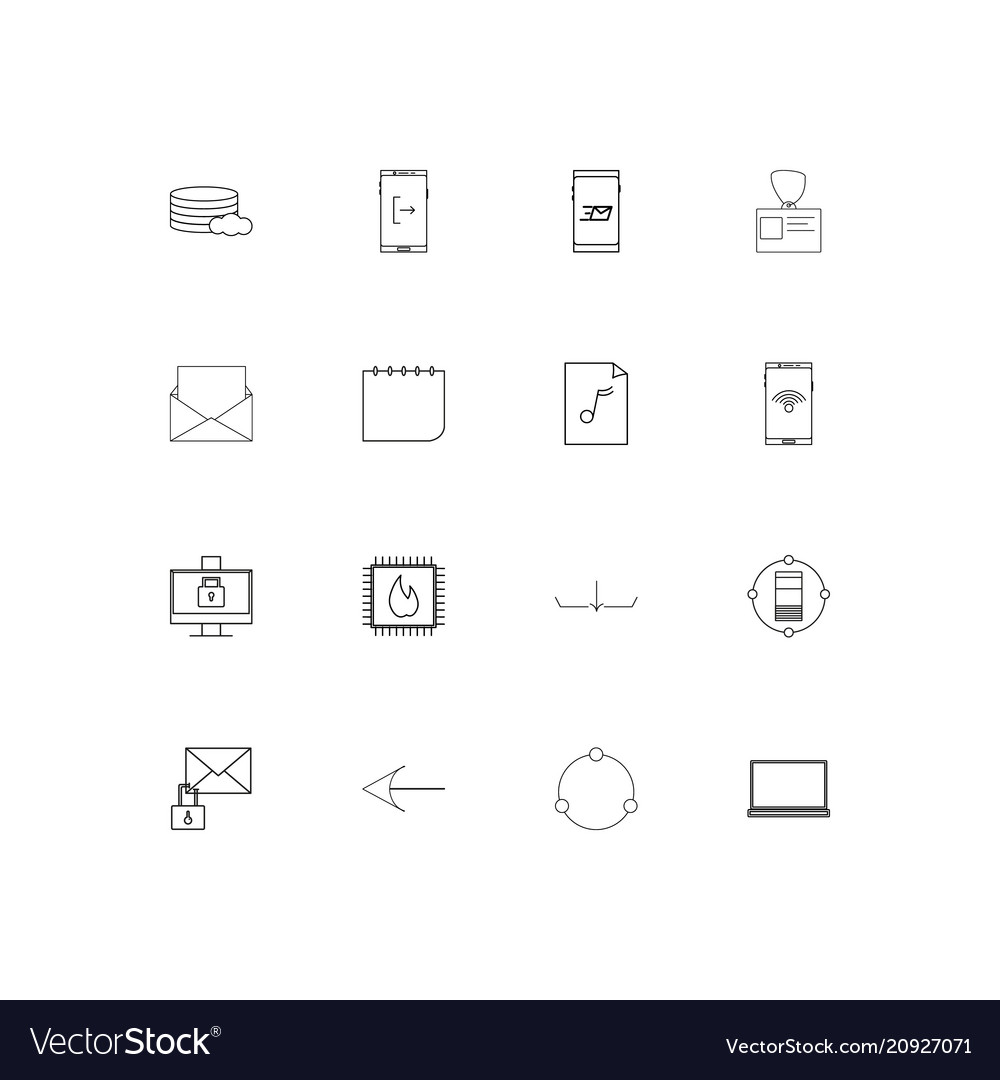 Internet technologies linear thin icons set