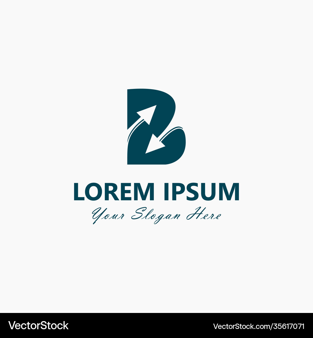 Letter b arrow initial logo template Royalty Free Vector