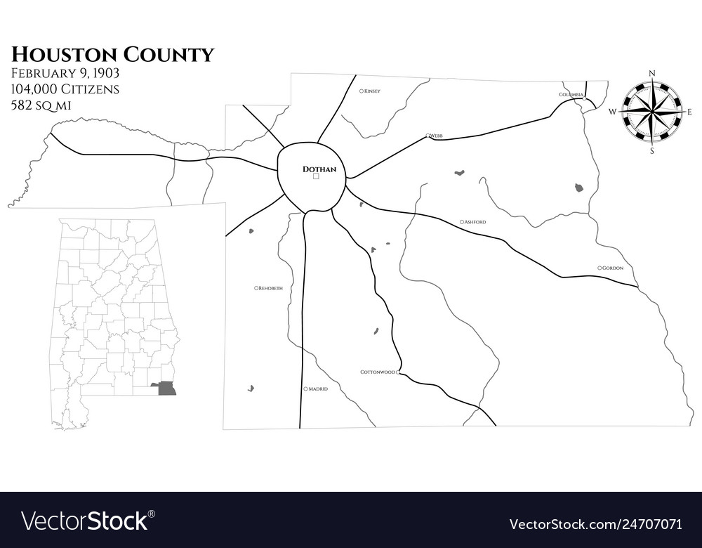 Map of houston county in alabama