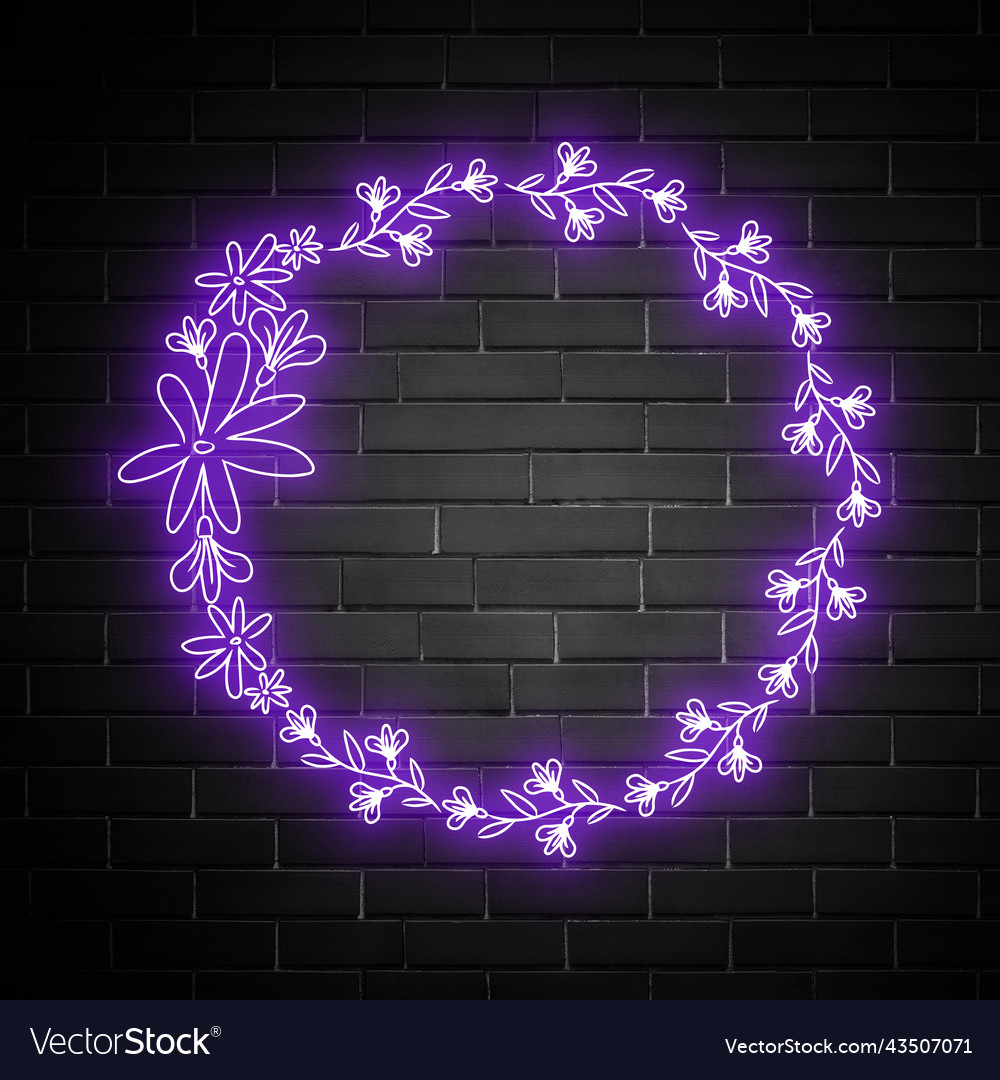 Neon frame botanical glowing border