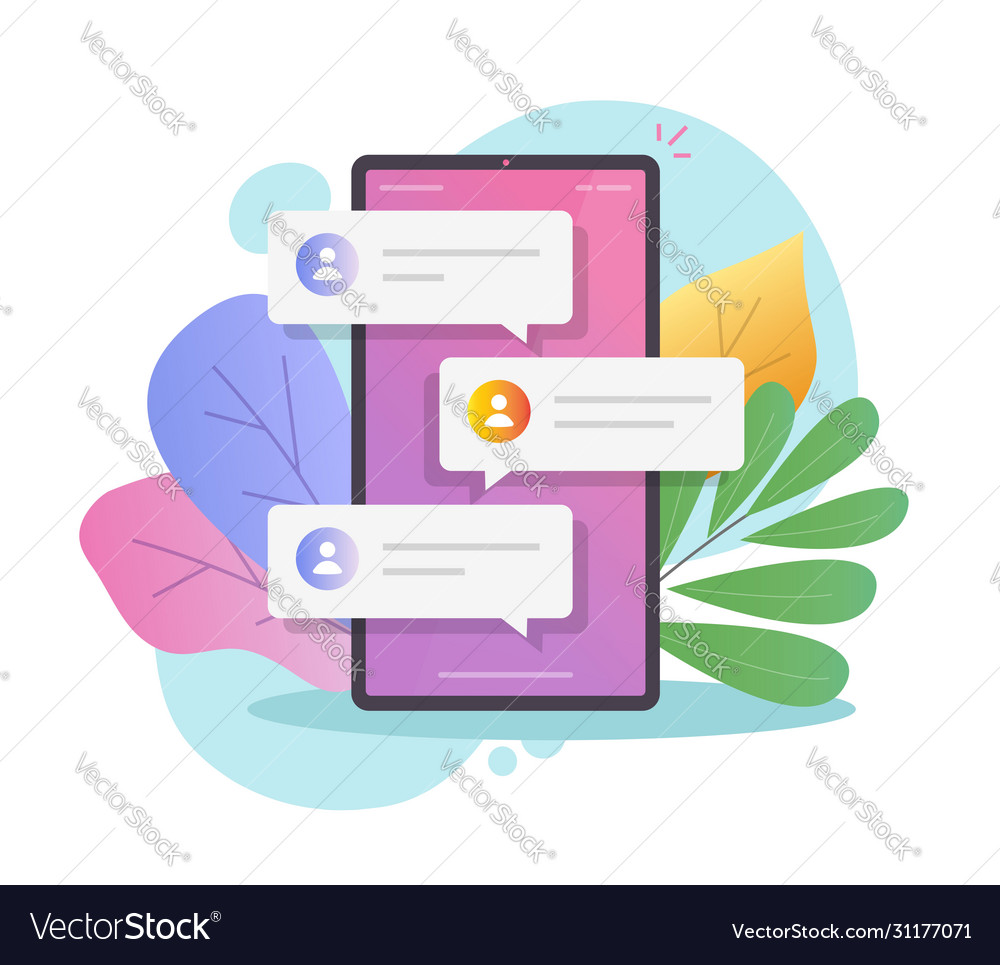 Online chat messages text notification on mobile vector image Online chat messages text notification on mobile