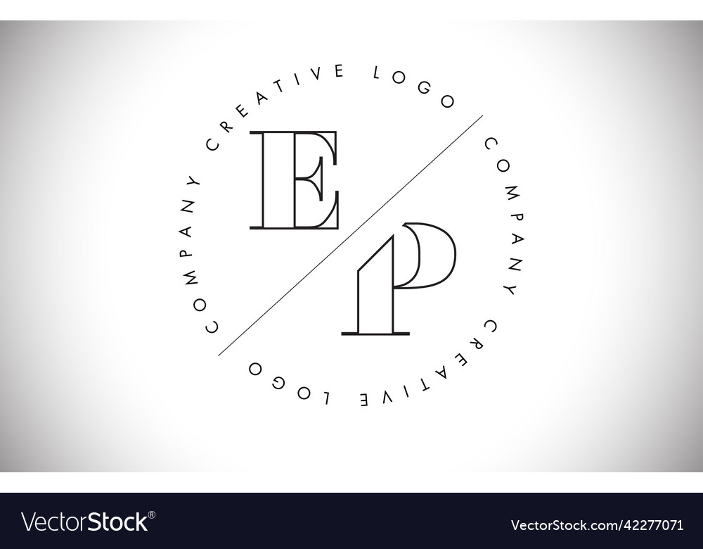 Outline ep e p letter logo with cut