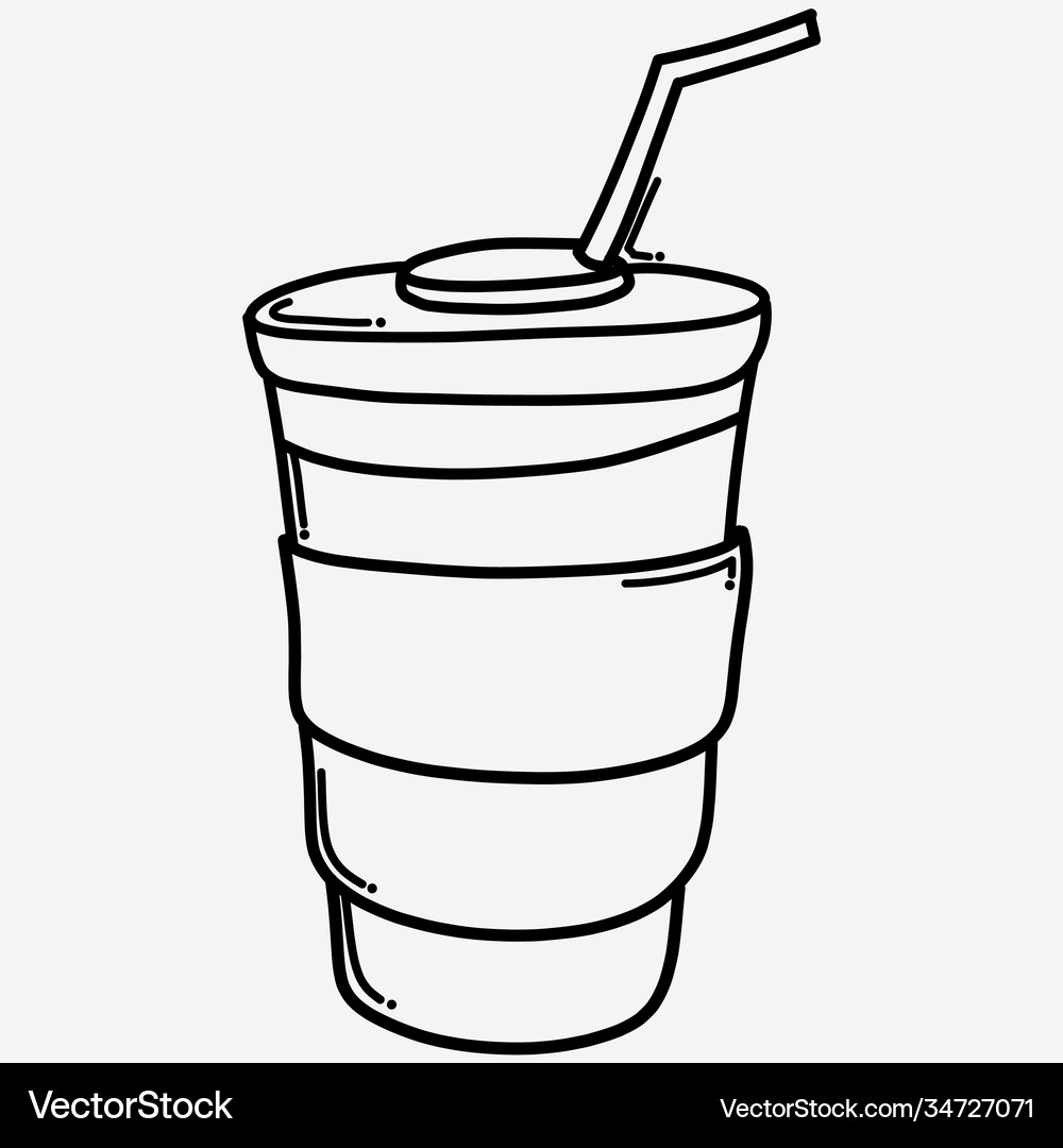 Paper cup doodle icon drawing sketch hand drawn Vector Image