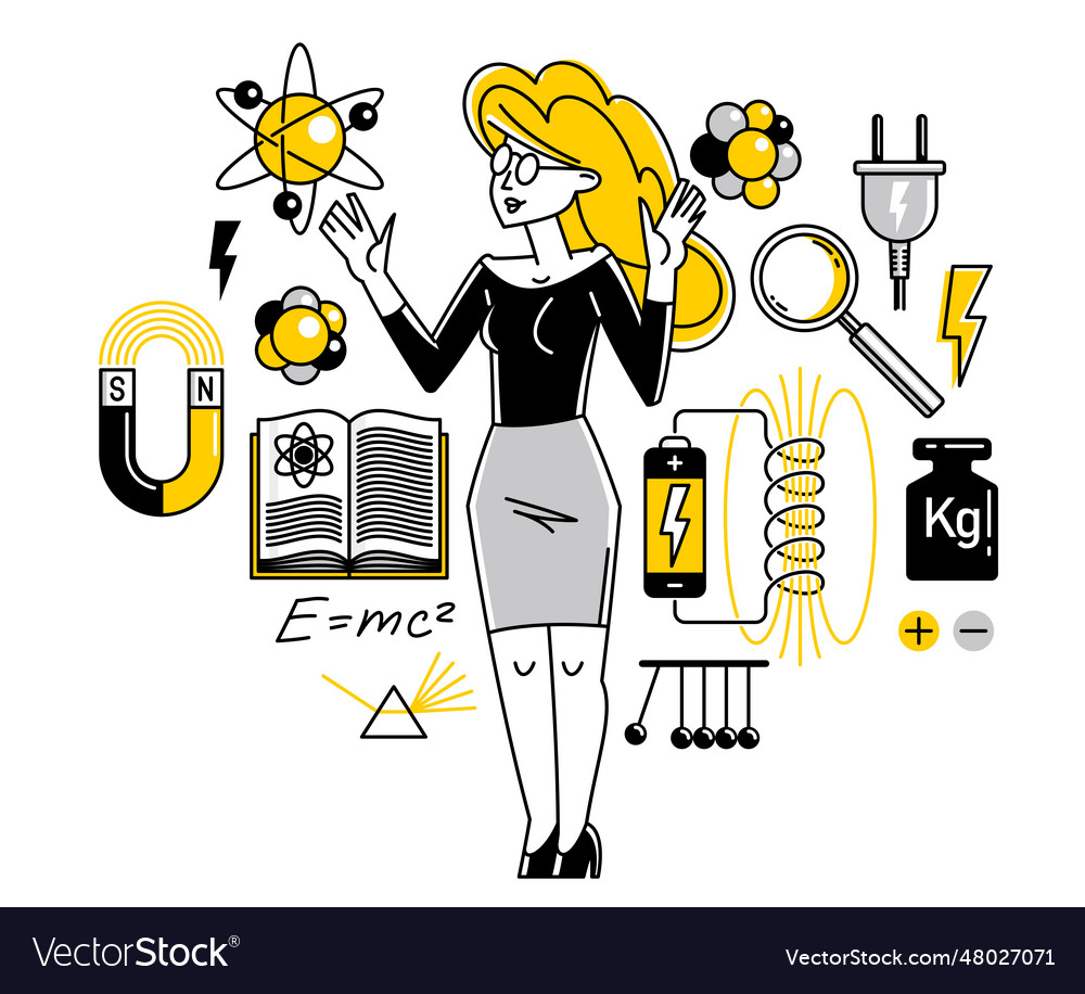 Physicist working on some theoretical physics vector image Physicist working on some theoretical physics