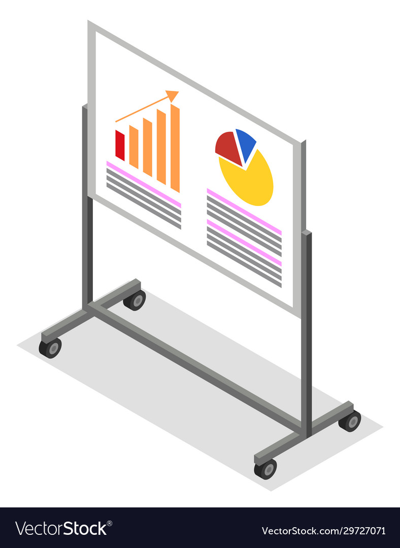 Presentation with charts on whiteboard