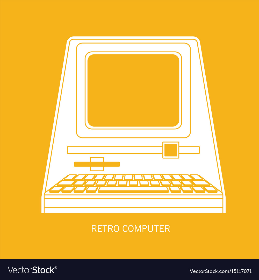 Retro Computer Flat Icon