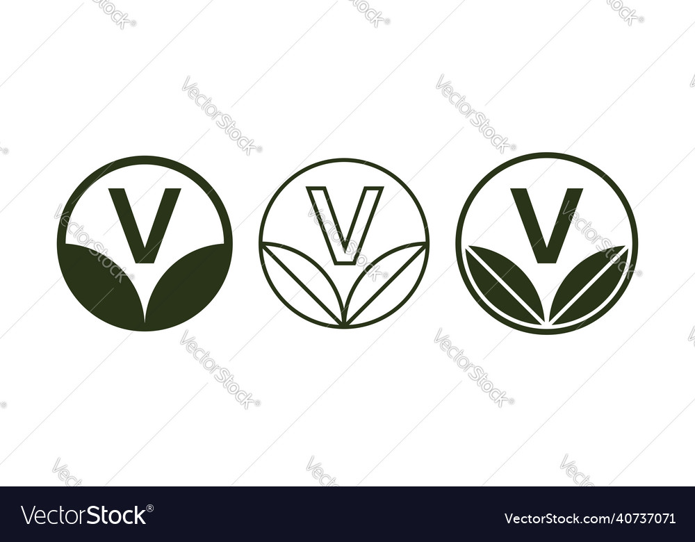 Vegan symbol label with check mark