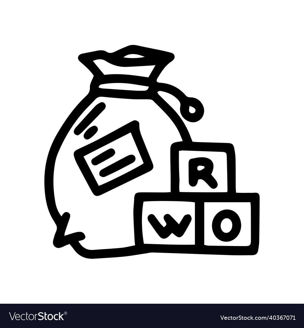 Word board game line doodle simple icon