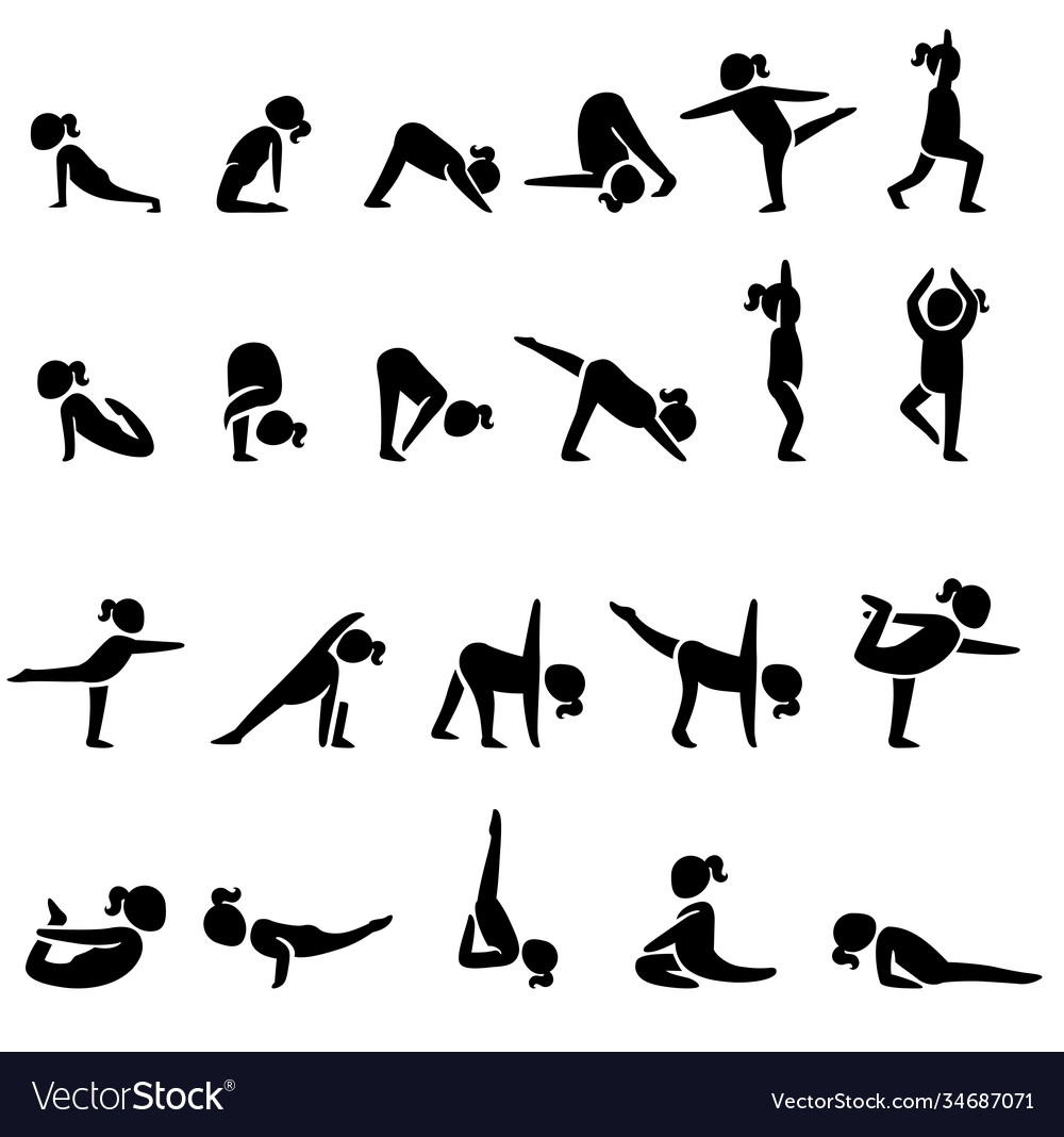 Yoga poses set Royalty Free Vector Image - VectorStock