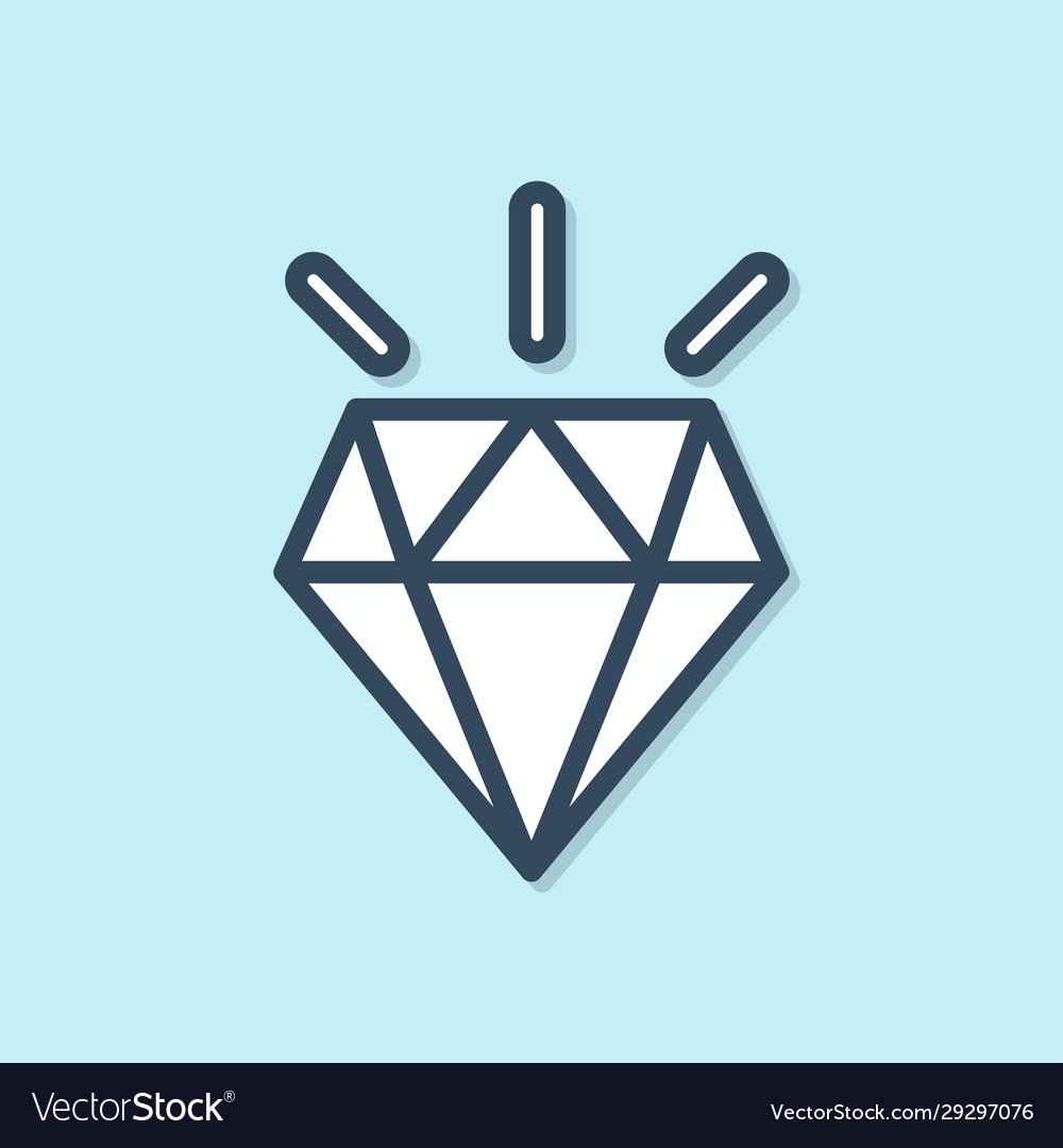 Blue line diamond teeth icon isolated on