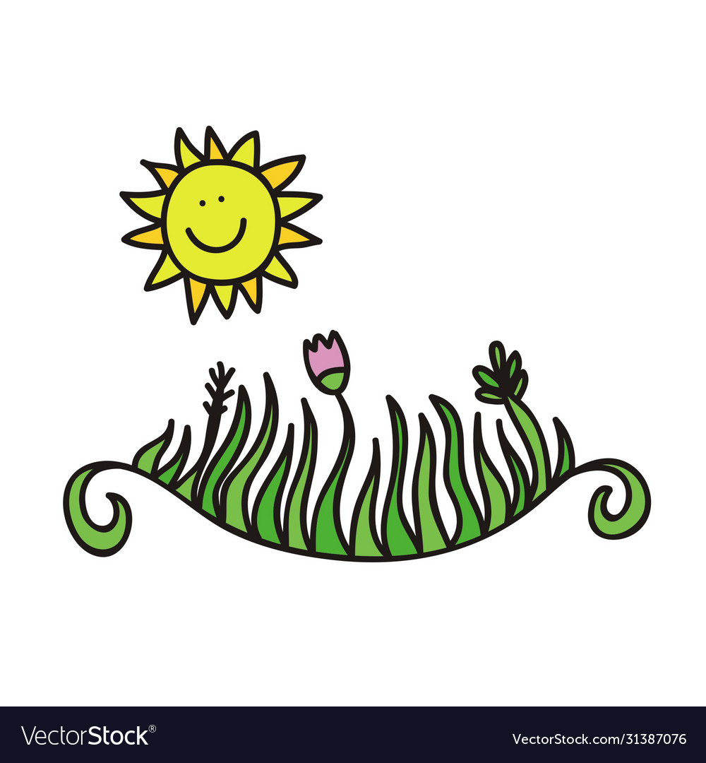 Süße Cartoon Sonne und Blumen