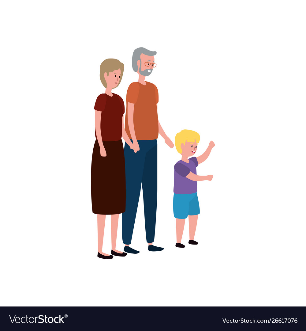 Cute grandparents couple with grandson Royalty Free Vector