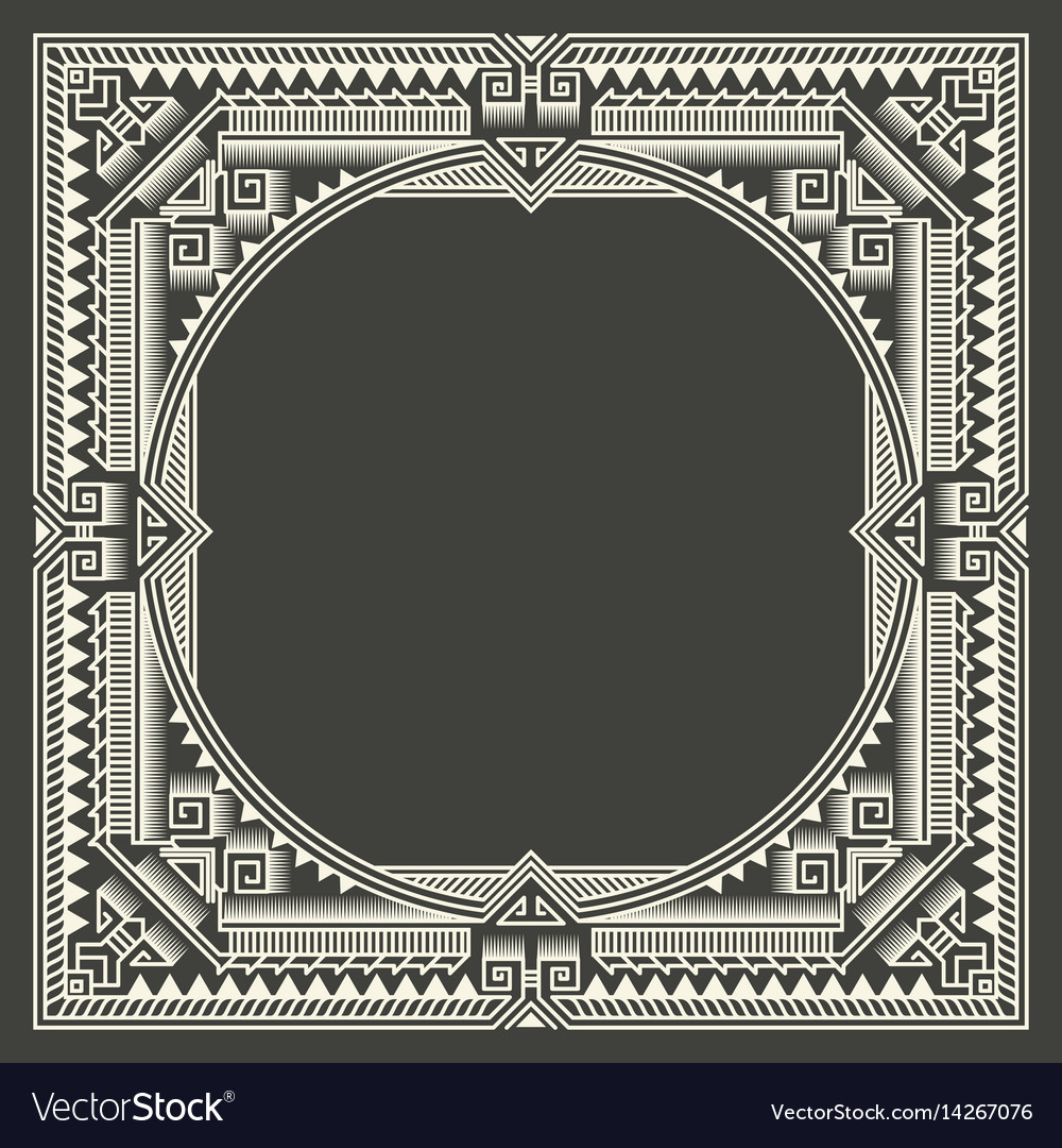 Floral and geometric monogram frame on dark gray