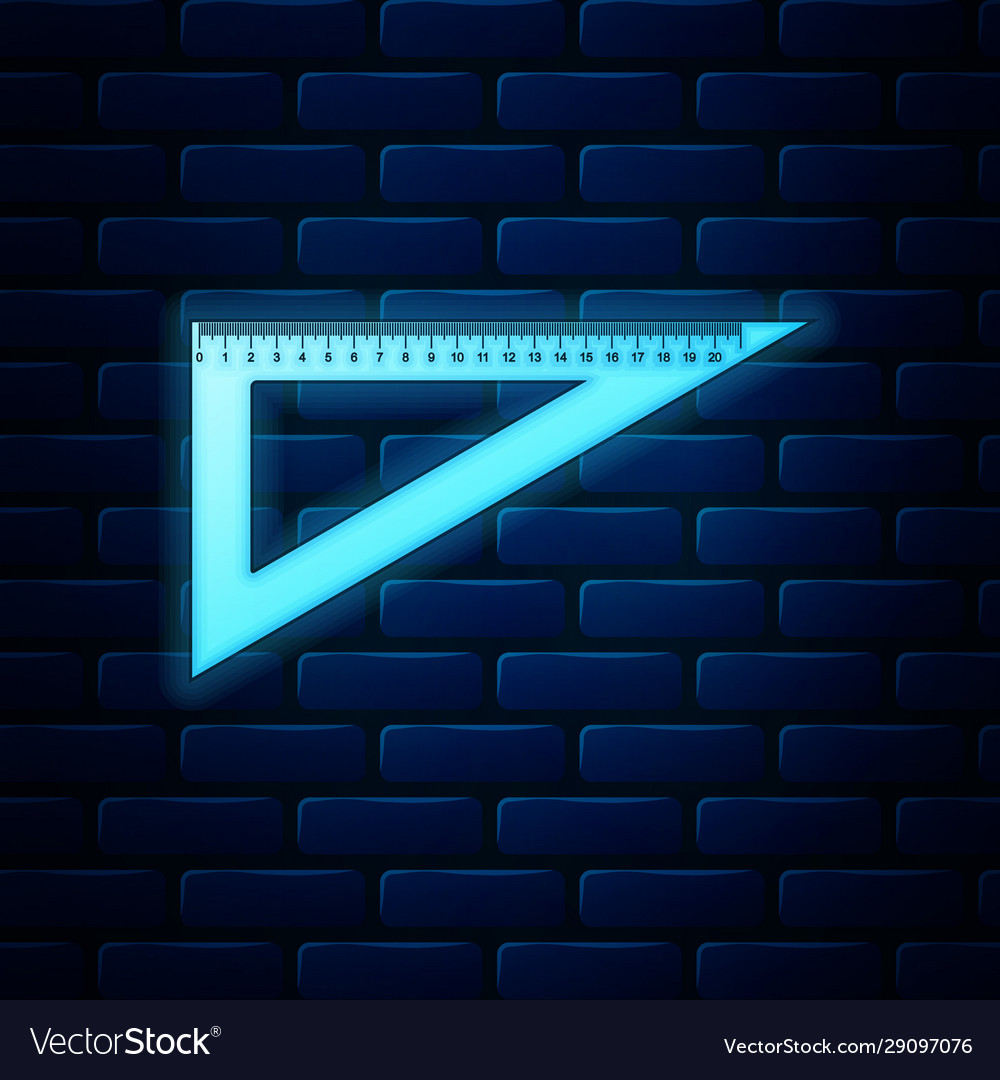 Glowing neon triangular ruler icon isolated vector image Glowing neon triangular ruler icon isolated