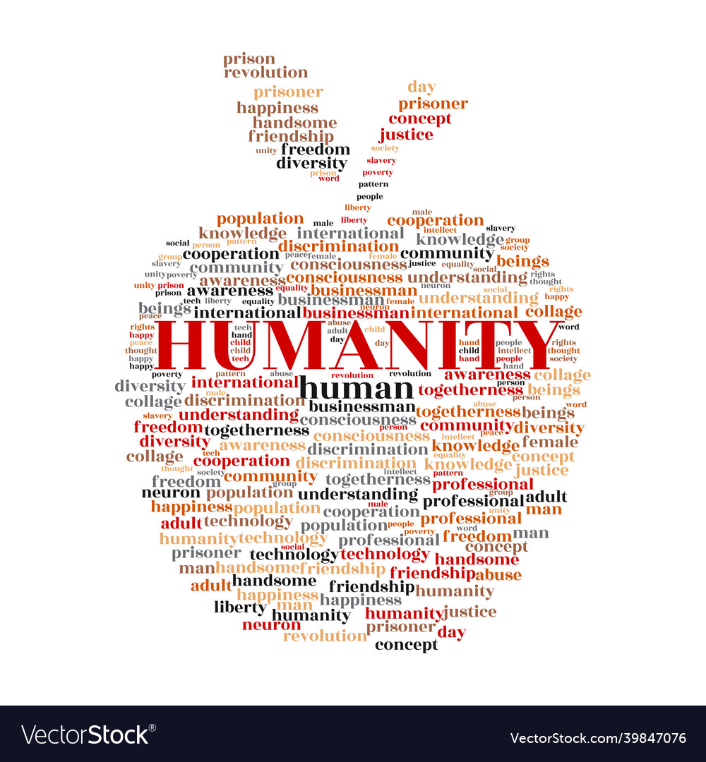 Humanity word cloud concept with apple symbol