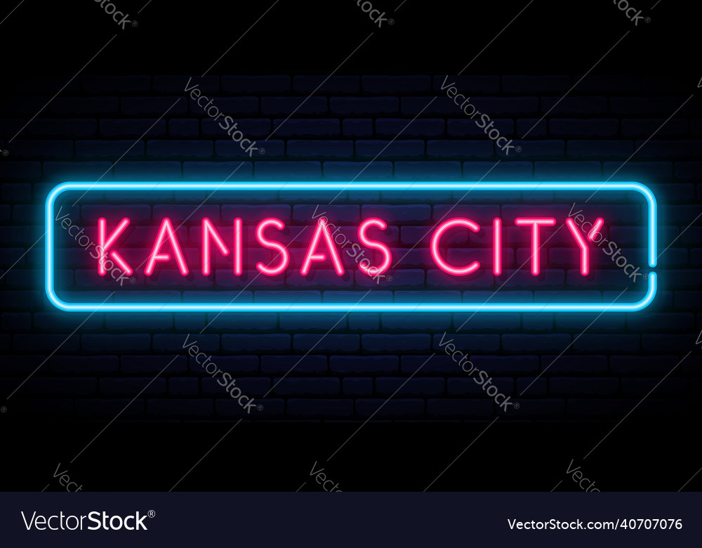 Kansas city neon signboard bright light banner Vector Image