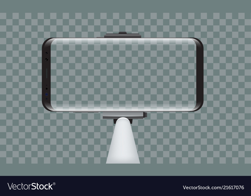 Monopod selfie stick with empty smartphone screen