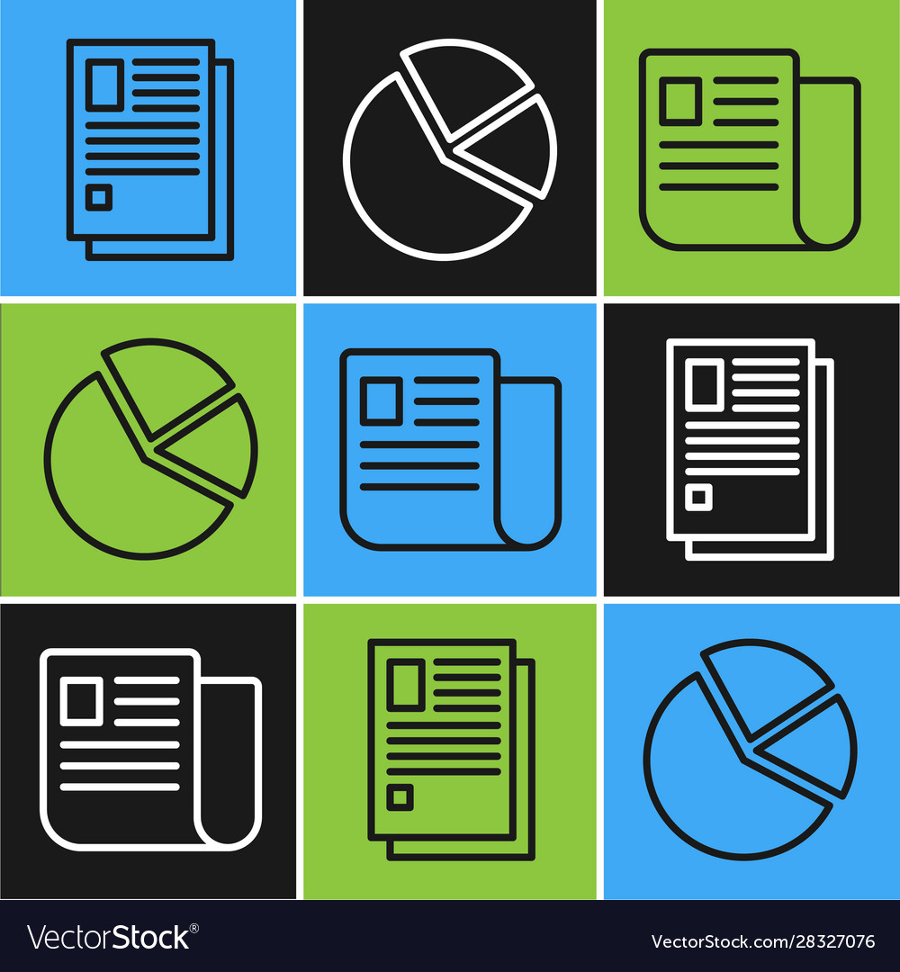 Set line file document and pie vector image Set line file document and pie