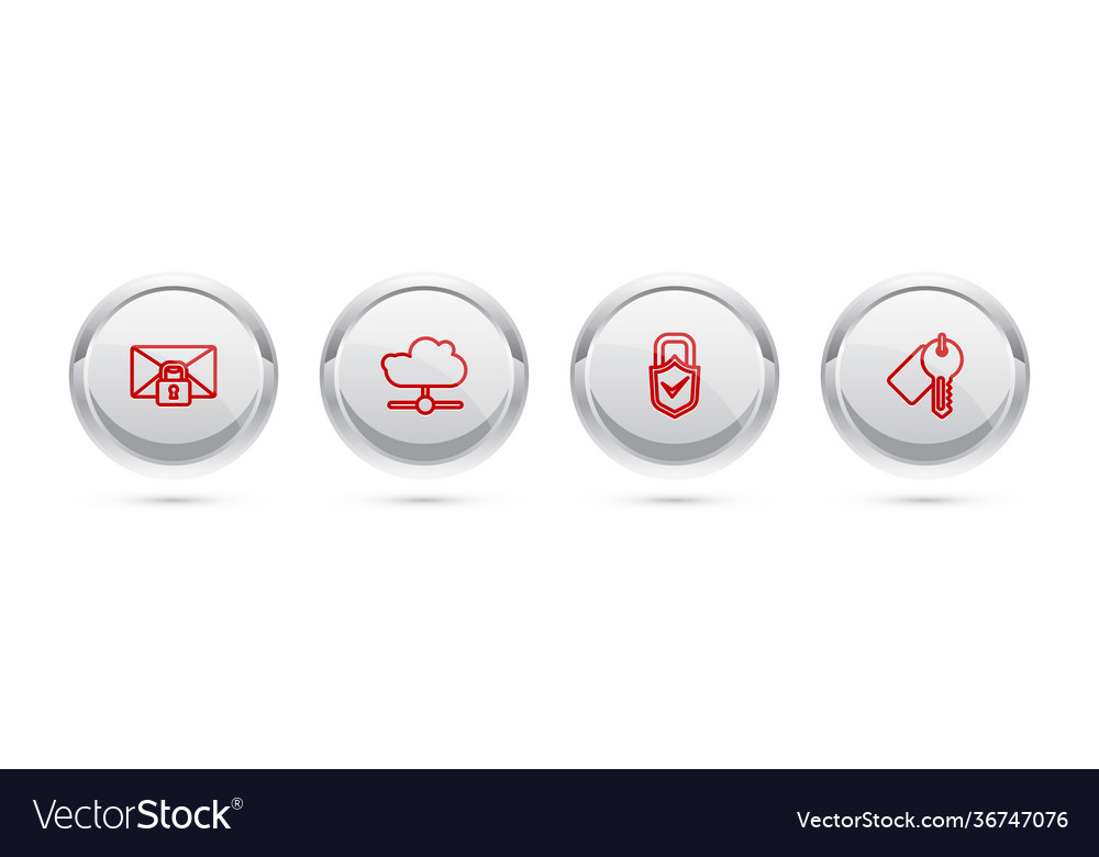 Set line mail message lock password network cloud vector image Set line mail message lock password network cloud