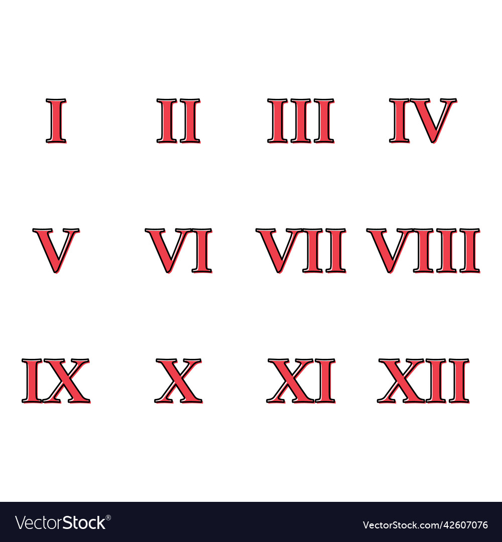 Set Of Roman Numeral Number Icon Letter Royalty Free Vector