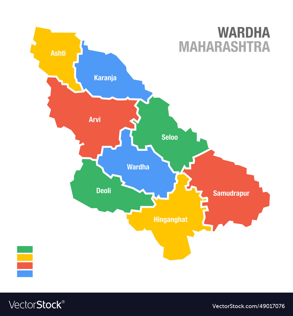 Wardha District Map Maharashtra Royalty Free Vector Image