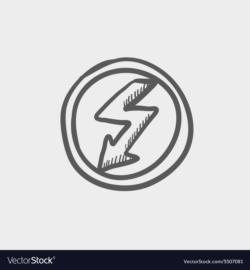 Bubble with lightning arrow sketch icon