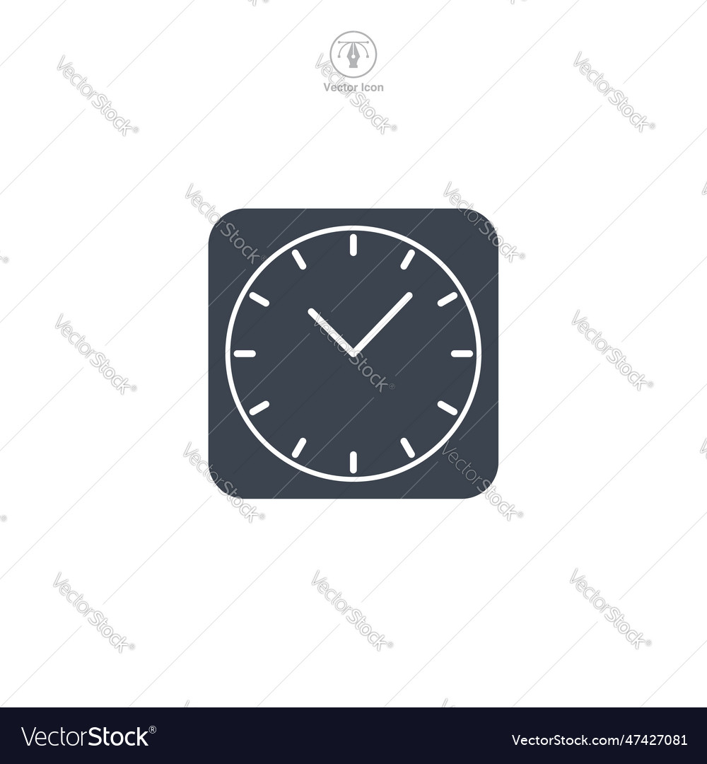 Flat icon of a clock the design uses simple lines