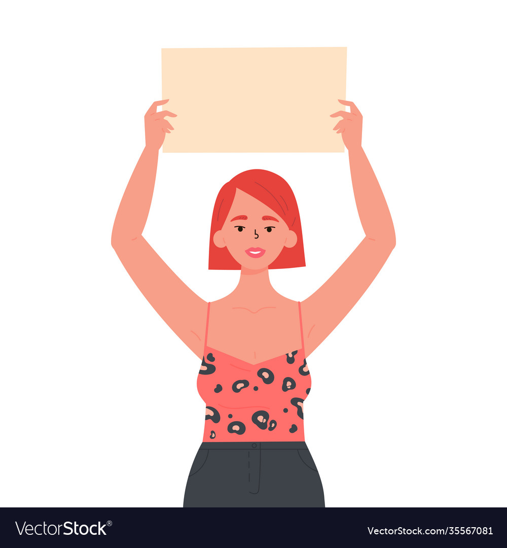 Mädchen mit einem leeren Poster mit Platz für Text vector image Mädchen mit einem leeren Poster mit Platz für Text