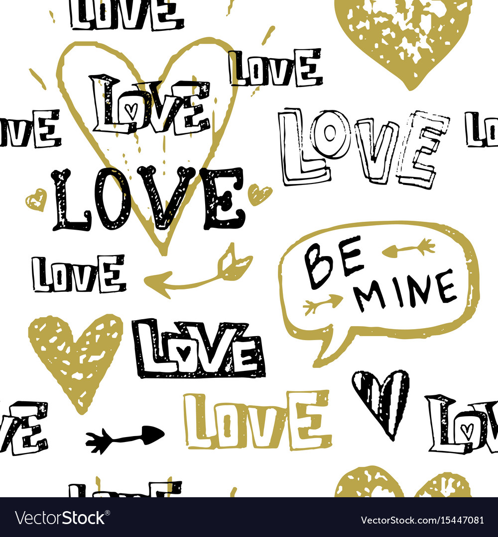 Hand drawn valentine day seamless pattern