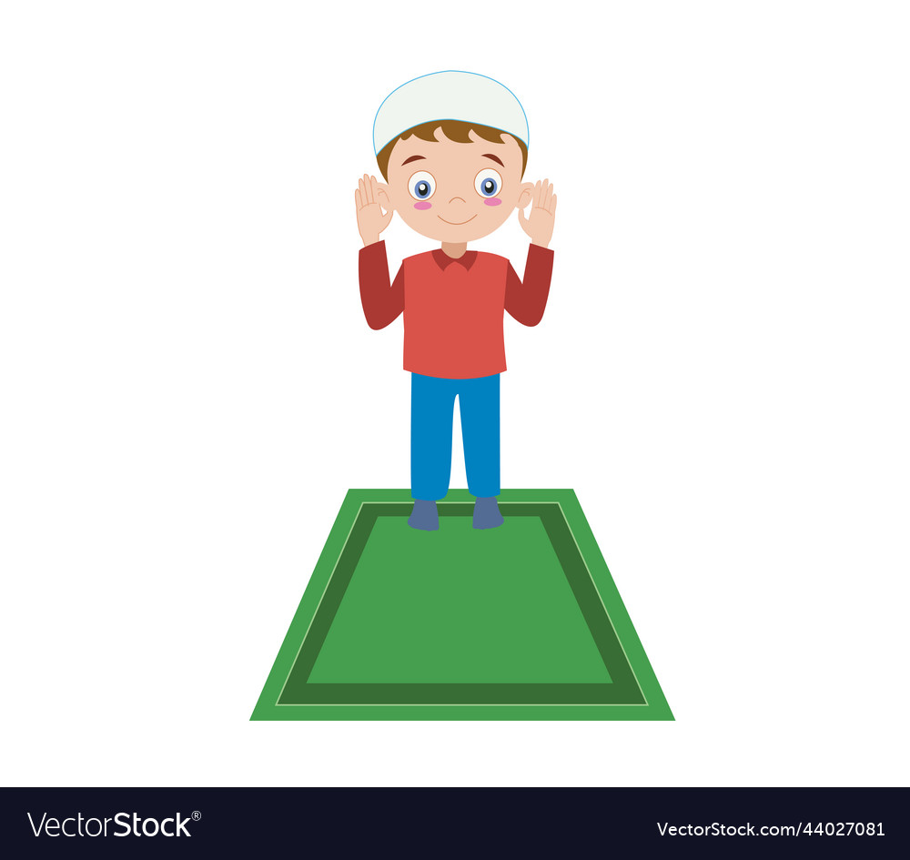 How to pray muslim and child Royalty Free Vector Image