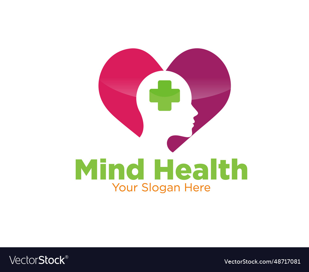 Love mind health logo designs simple modern for Vector Image