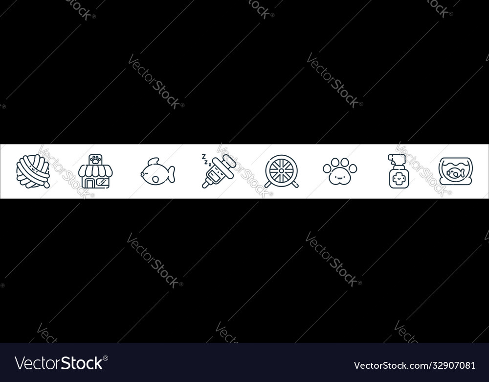 Pets line icons linear set quality