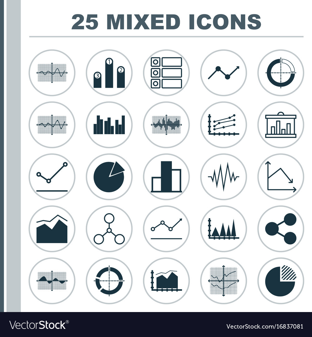 Set of graphs diagrams and statistics icons