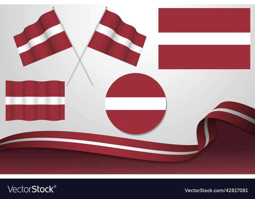Set of latvia flags in different designs