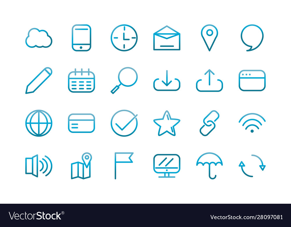 User interface icons set blue gradient