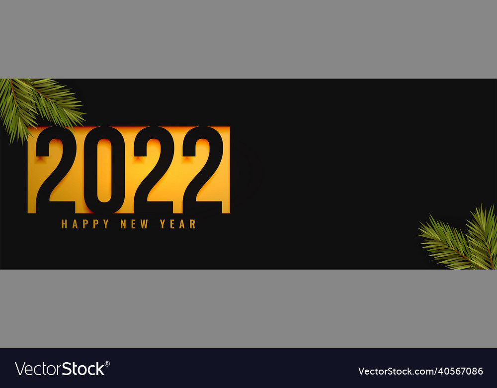 2022 new year wishes banner with pine tree leaves