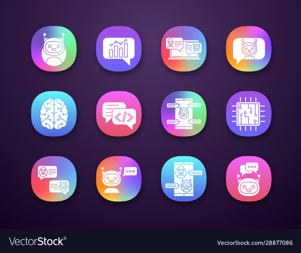 Chatbots app icons set