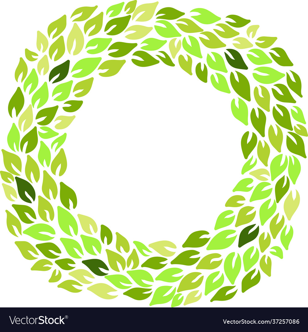 Eco style green leaves round frame friendle