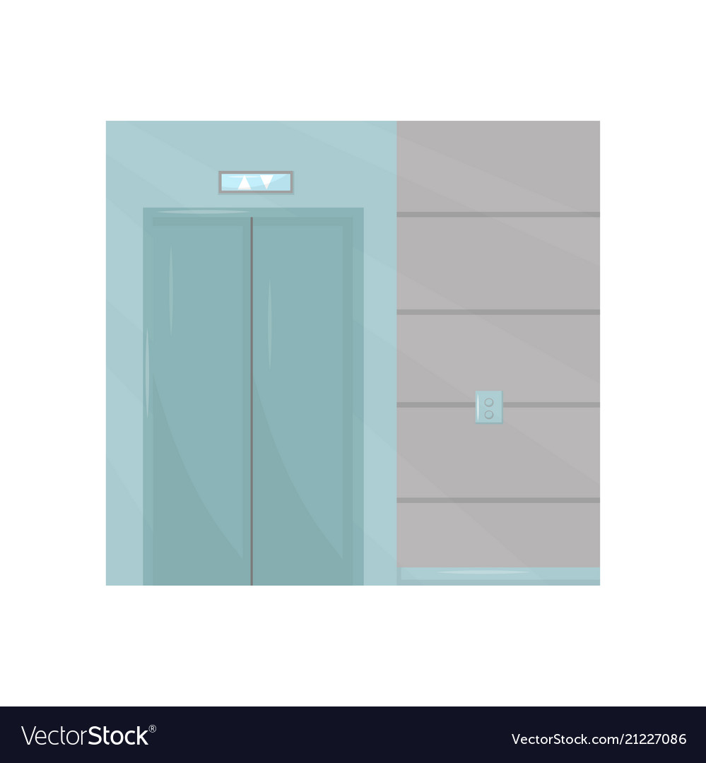 Elevator with closed door buttons on wall part vector image Elevator with closed door buttons on wall part