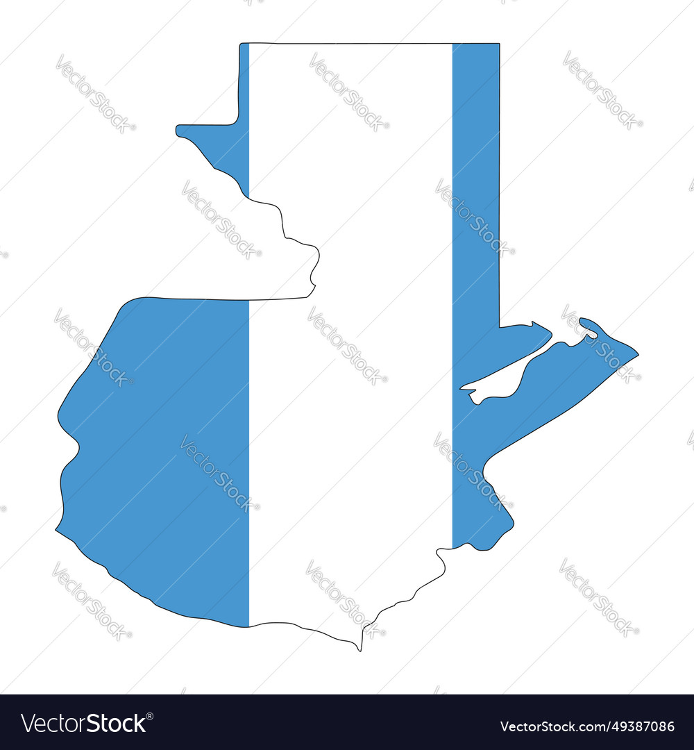 Guatemala map silhouette with flag isolated