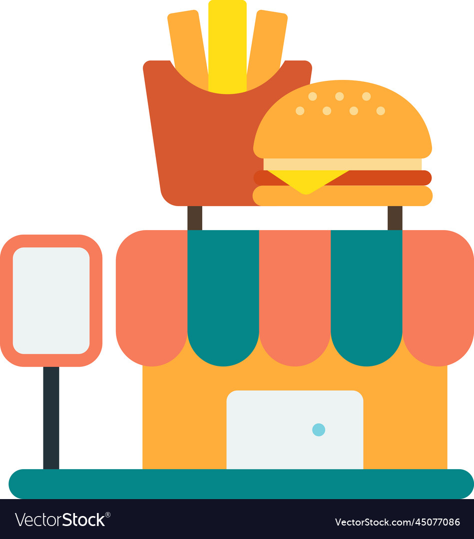 Hamburger shop building in minimal style