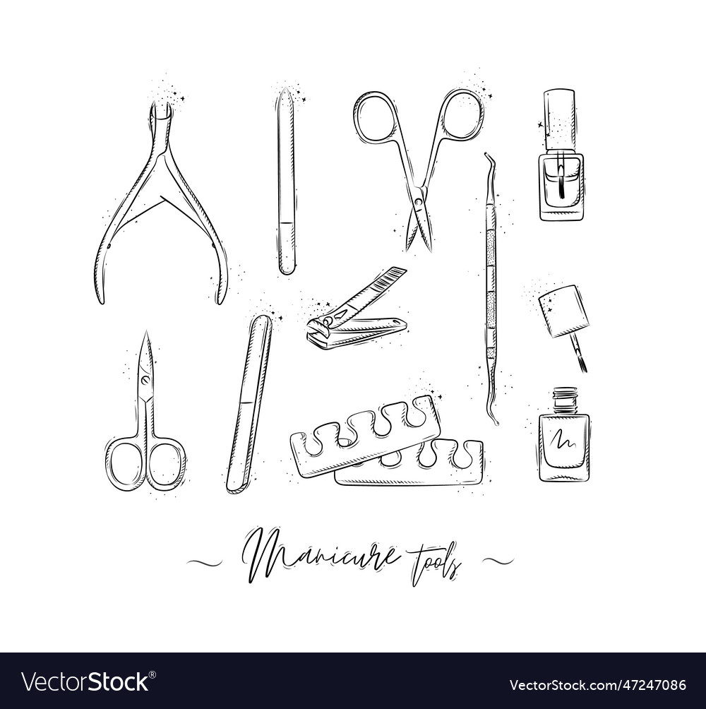 Manicure and pedicure tools collection Royalty Free Vector