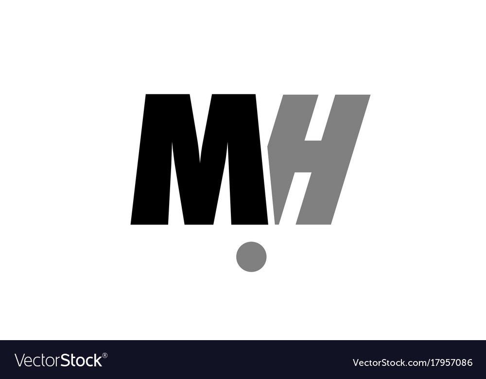 Mh m h black white grey alphabet letter logo icon Vector Image