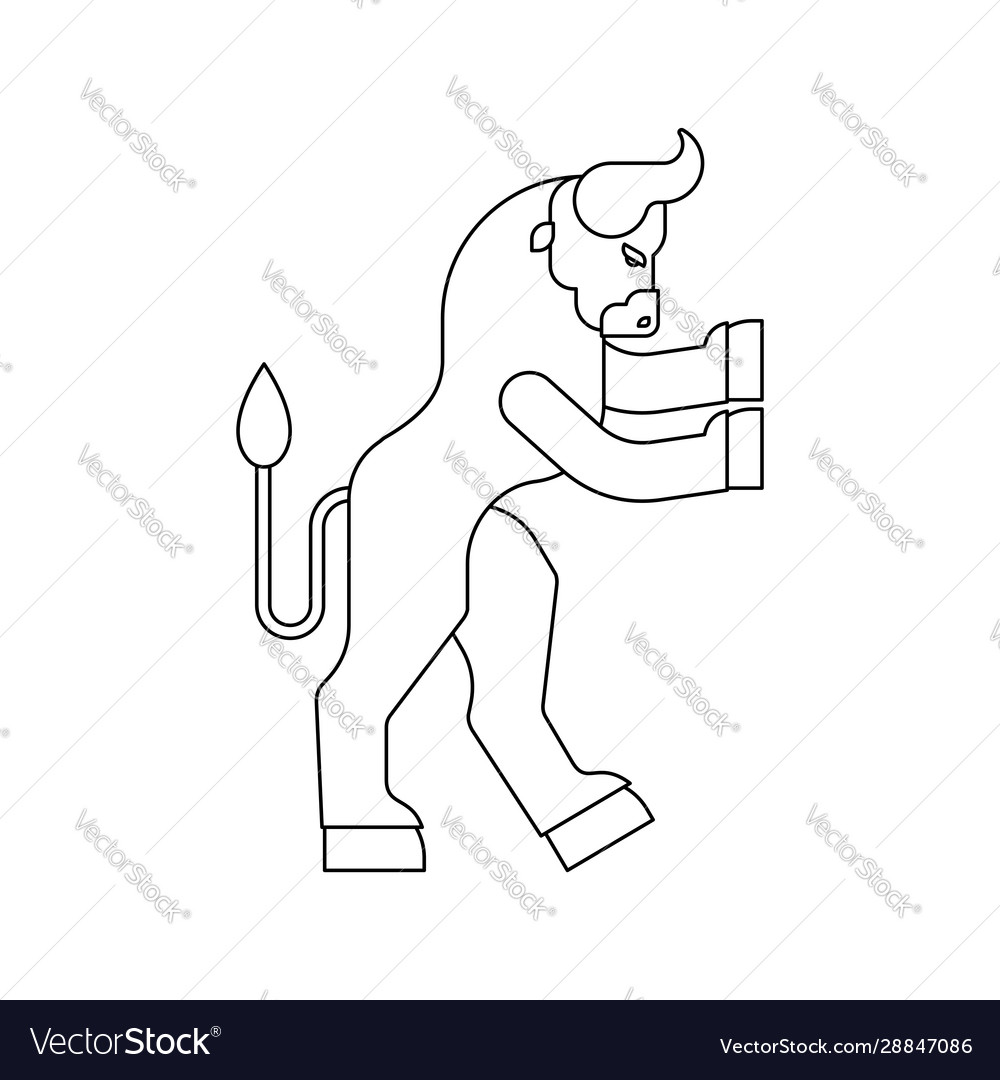 Minotaur heraldic animal linear style man