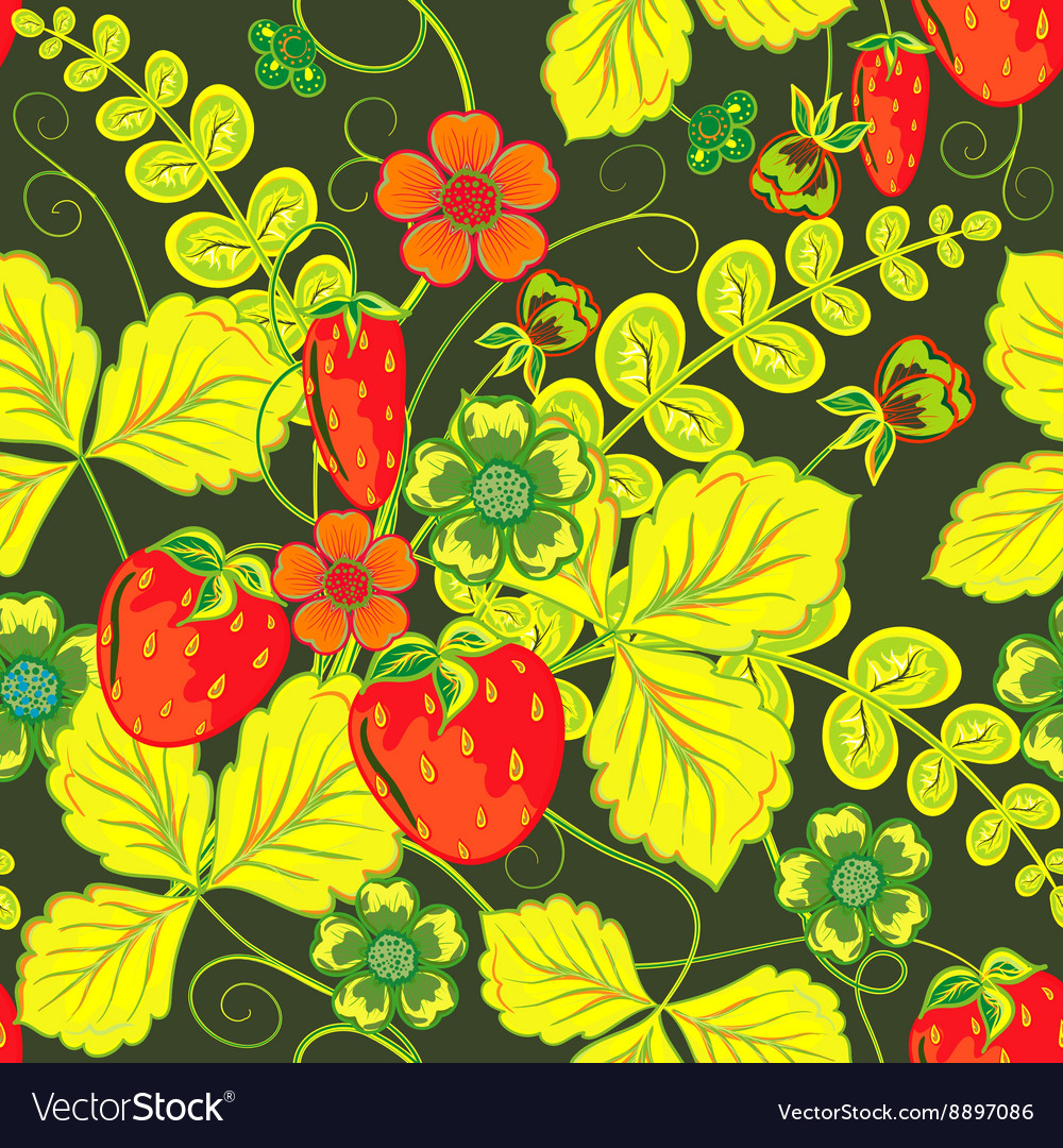 Repeating seamless pattern with strawberry