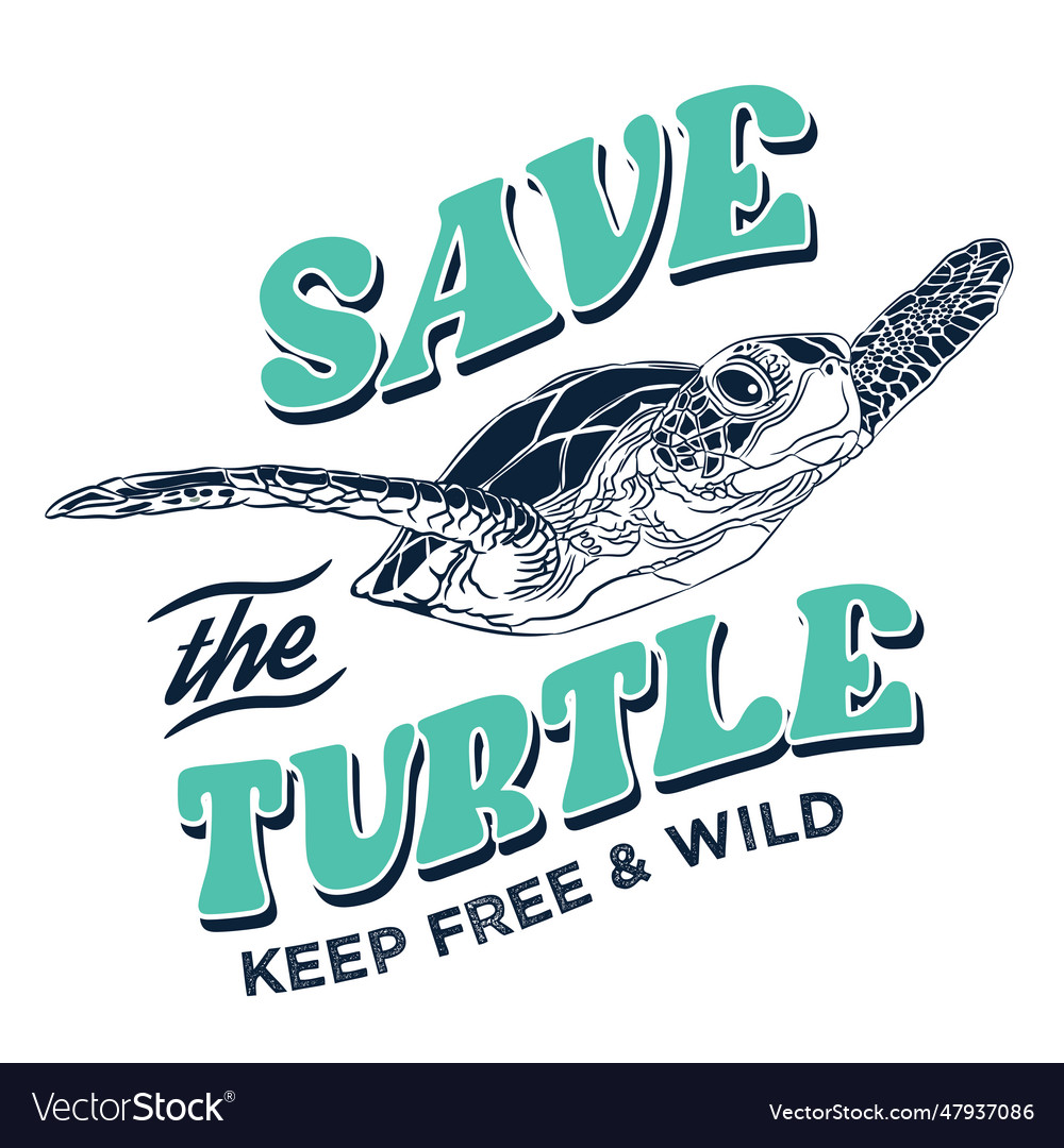 Save turtle design Royalty Free Vector Image - VectorStock