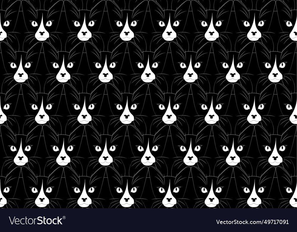 Abstract pattern of black cat with white face vector image Abstract pattern of black cat with white face
