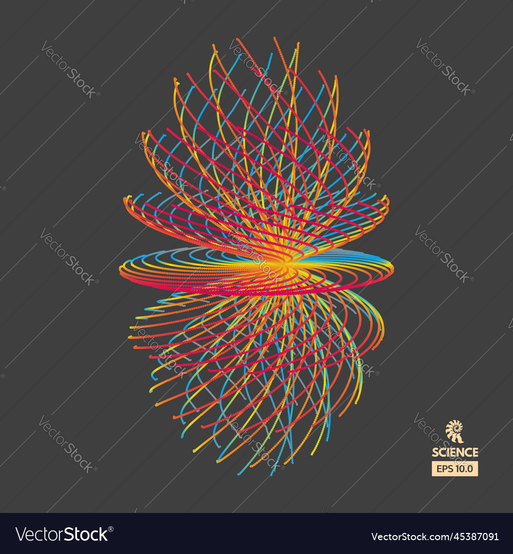 Array mit dynamischen Partikeln 3d Technologie-Stil vector image Array mit dynamischen Partikeln 3d Technologie-Stil
