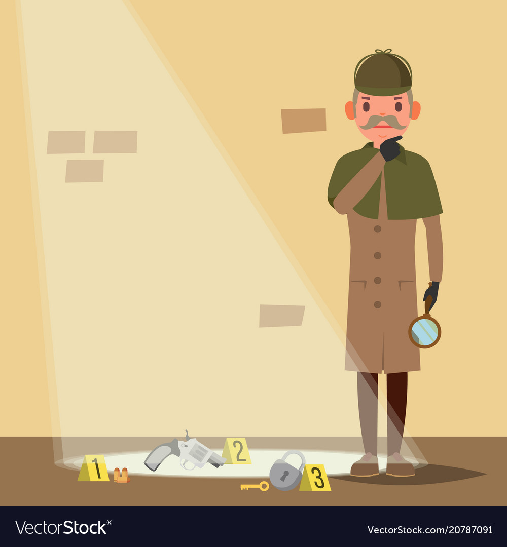 Crime scene detective character man Royalty Free Vector