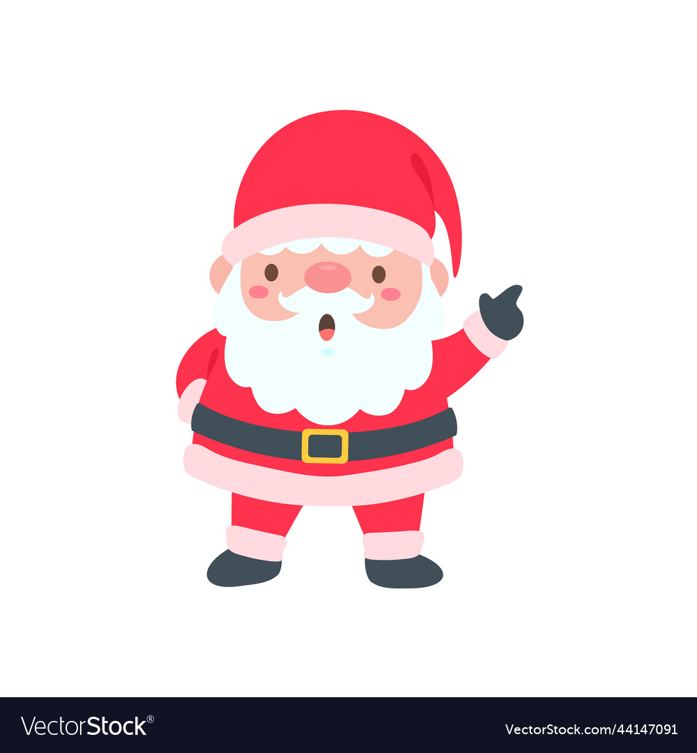 Cute Cartoon Santa with Red Hat